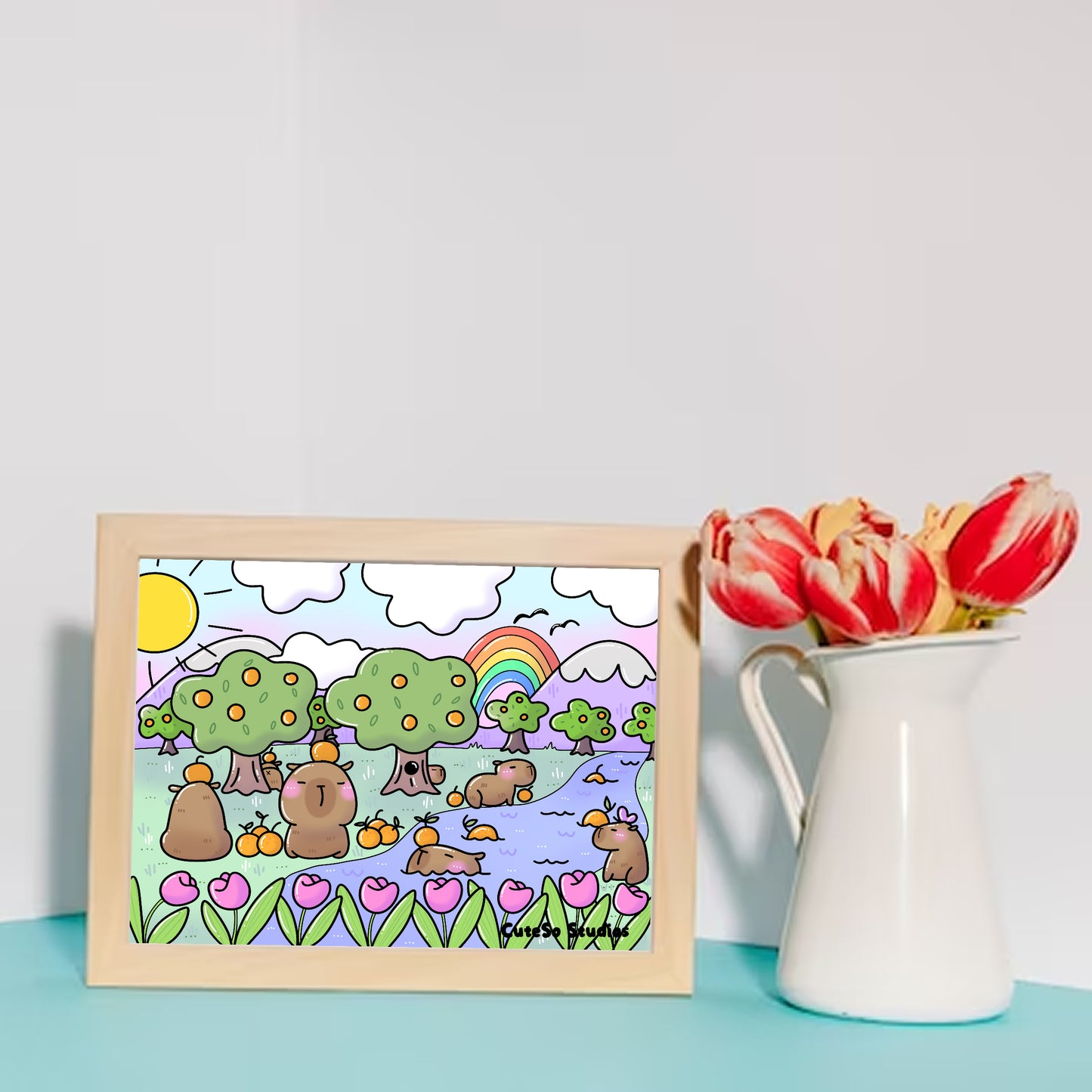 Capybara Land Orange Grove Art Print (Sakura)