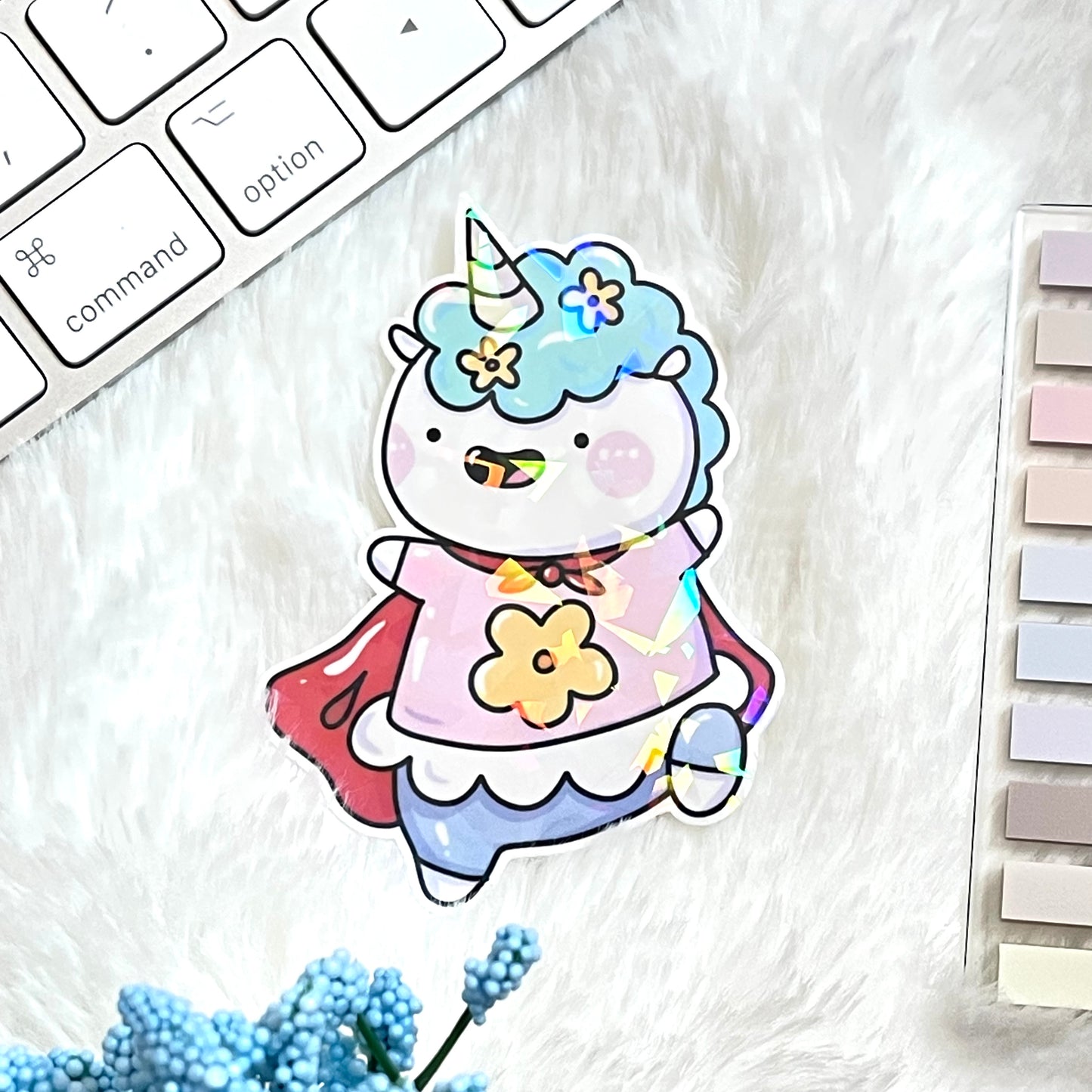 Superhero Flower Power Unicorn-Die-Cut Vinyl Sticker