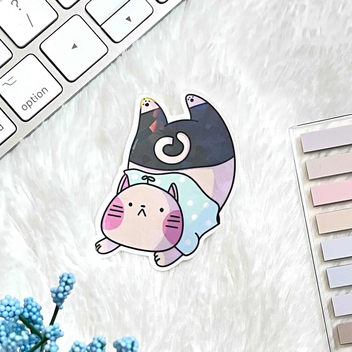 Yoga Sprout Cat Upward Facing Dog Pose -Die-Cut Vinyl Sticker