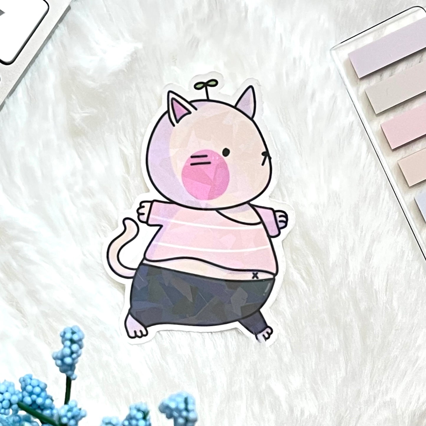 Yoga Sprout Cat Warrior Pose -Die-Cut Vinyl Sticker