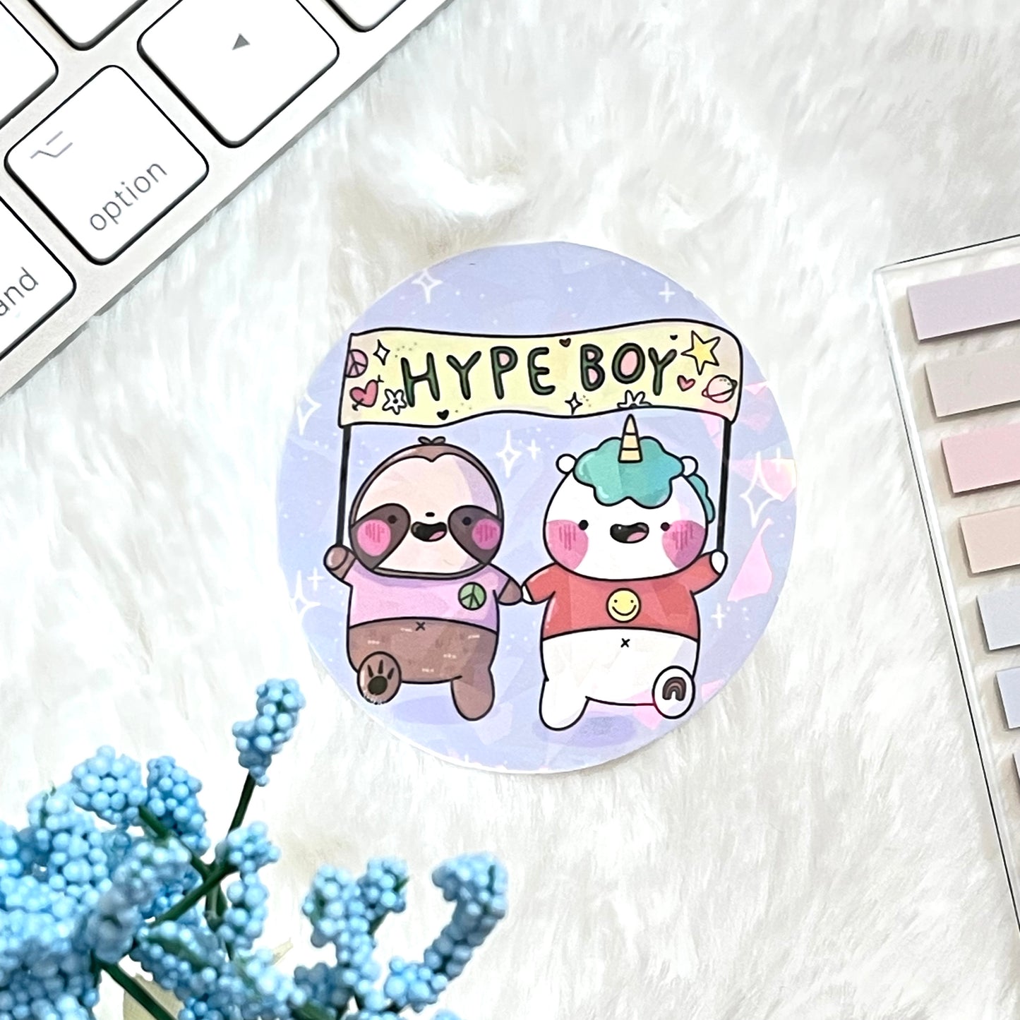 Hype Boy Sloth and Unicorn BFF -Die-Cut Vinyl Sticker
