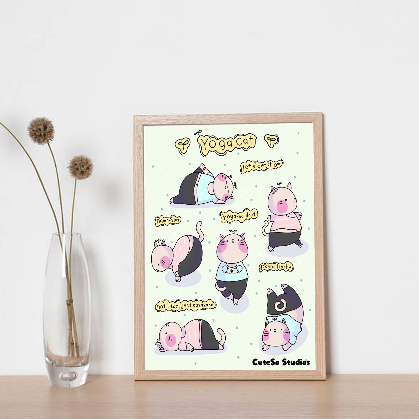 Yoga Cat Yoga Pose Art Print (Cats are so cute)