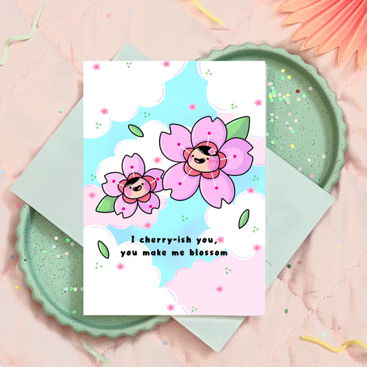 Cherry Blossom Sakura Cherish Friendship Greeting Card for him/her/they/them