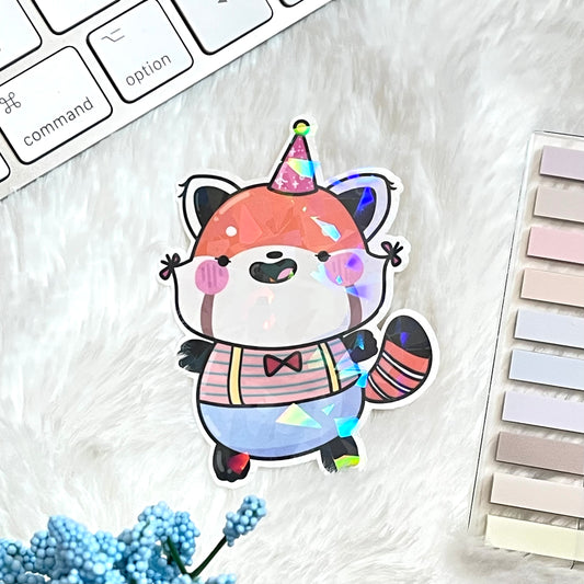 Red Panda Party-Die-Cut Vinyl Sticker