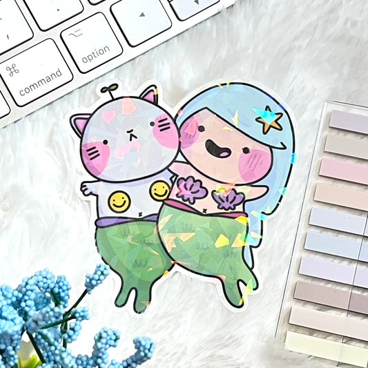 Mermaid and Mercat BFF -Die-Cut Vinyl Sticker
