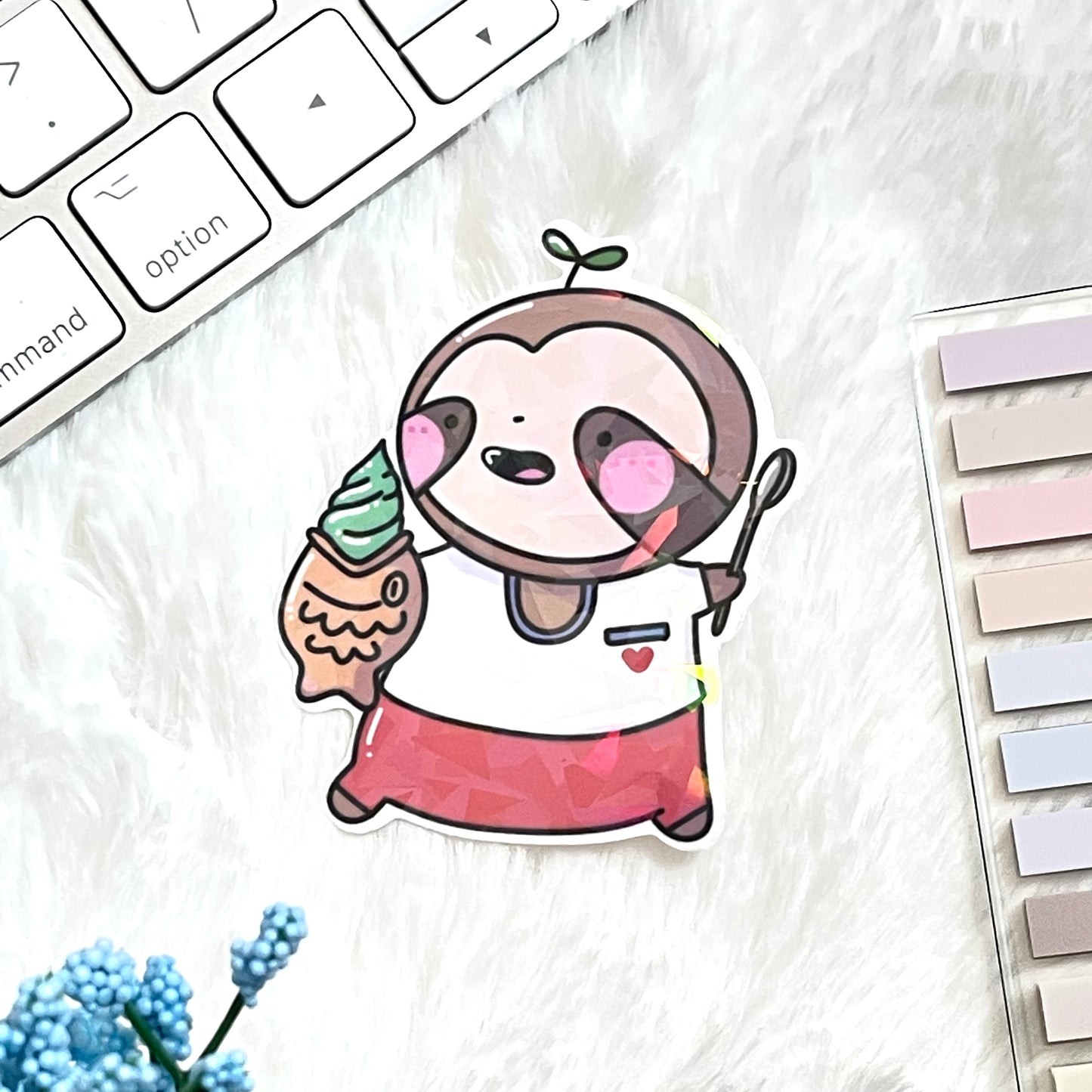 Hungry Sloth Teriyaki Ice Cream-Die-Cut Vinyl Sticker