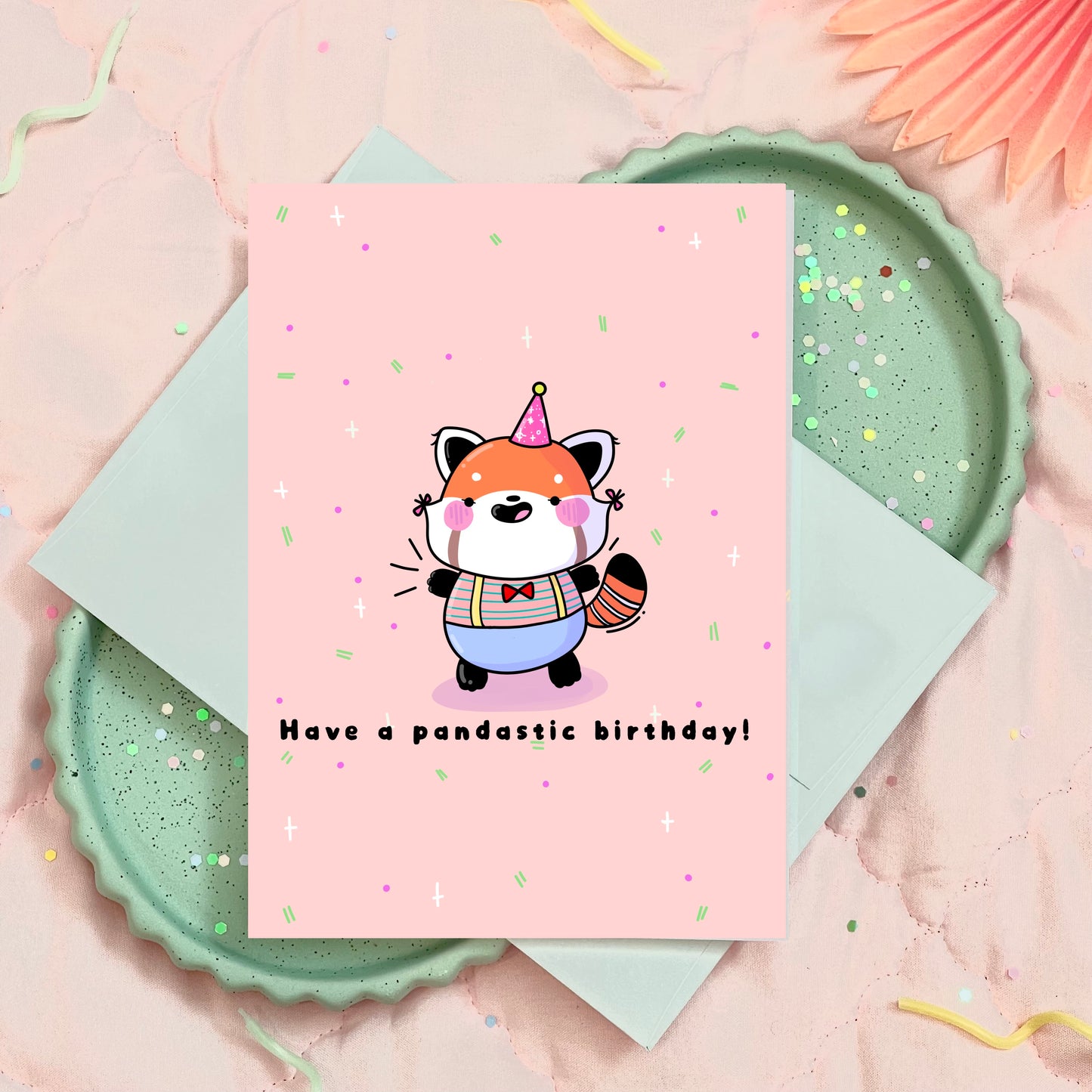 Red Panda Fantastic Happy Birthday Celebration Greeting Card for him/her/them