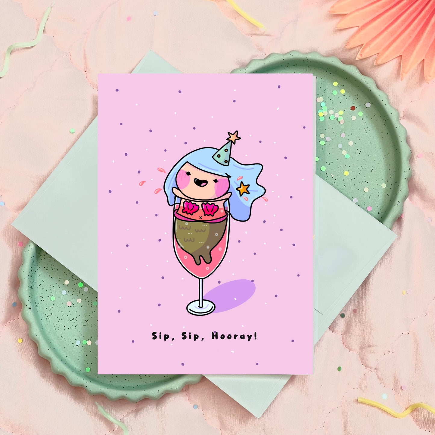 Happy Birthday Mermaid Mimosa Celebration Greeting Card for him/her/them